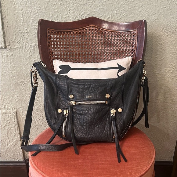 Botkier Handbags - Botkier Black Leather mini Loaga Crossbody Bag with Gold Accents